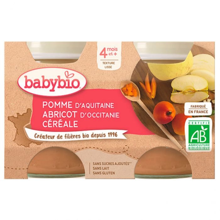 Babybio Petit Pot Pomme Abricot Céréales Bio 2x130g