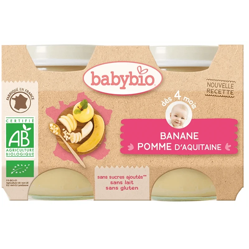 Babybio Purée de Pomme et Banane Bio 2x130G