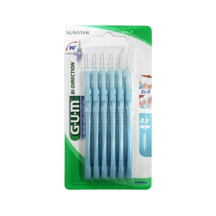 GUM Brossettes Interdentaires Bi-Direction 0.9mm - Lot de 6