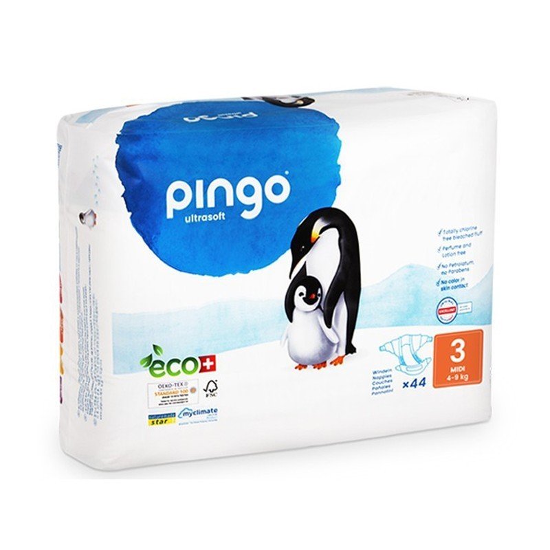 Pingo Couches Jetables Taille 3 Midi - Éco-Responsables 2 Sachets de 44 Couches
