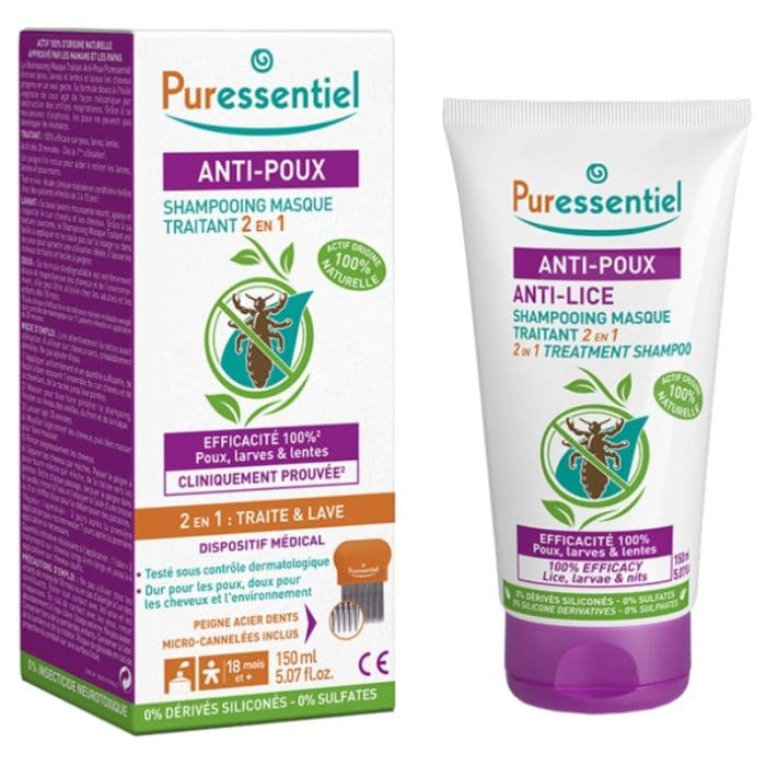 Puressentiel Shampooing Masque Anti-Poux 2 en 1 - Efficacité et Soin 150 ml
