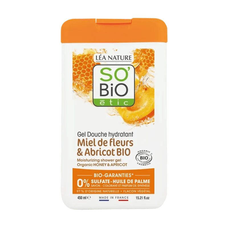 So Bio Gel Douche Hydratant au Miel de Fleurs et Abricot Bio 450 ml