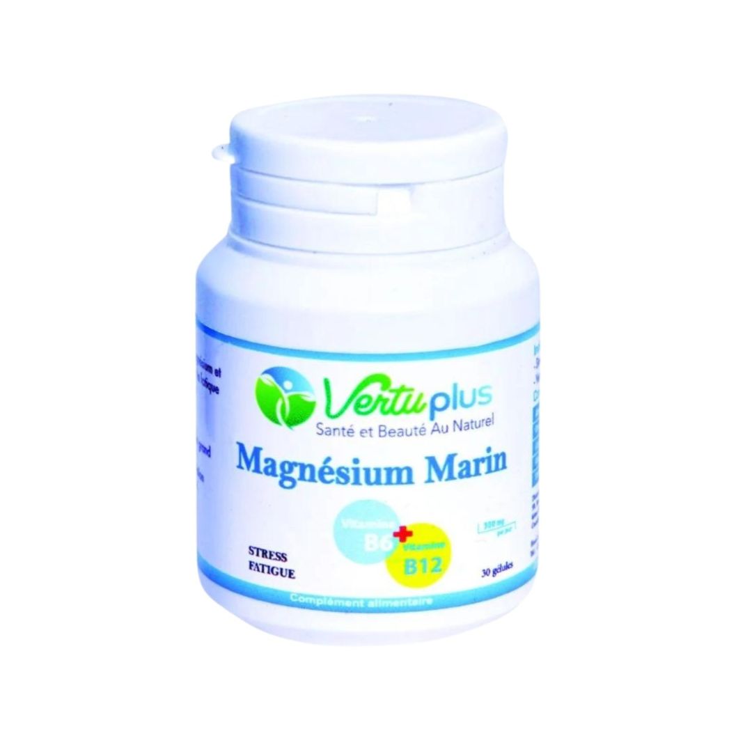 Vertu Plus Magnésium Marin & Vitamines B6 B12 - Réduction Stress & Fatigue