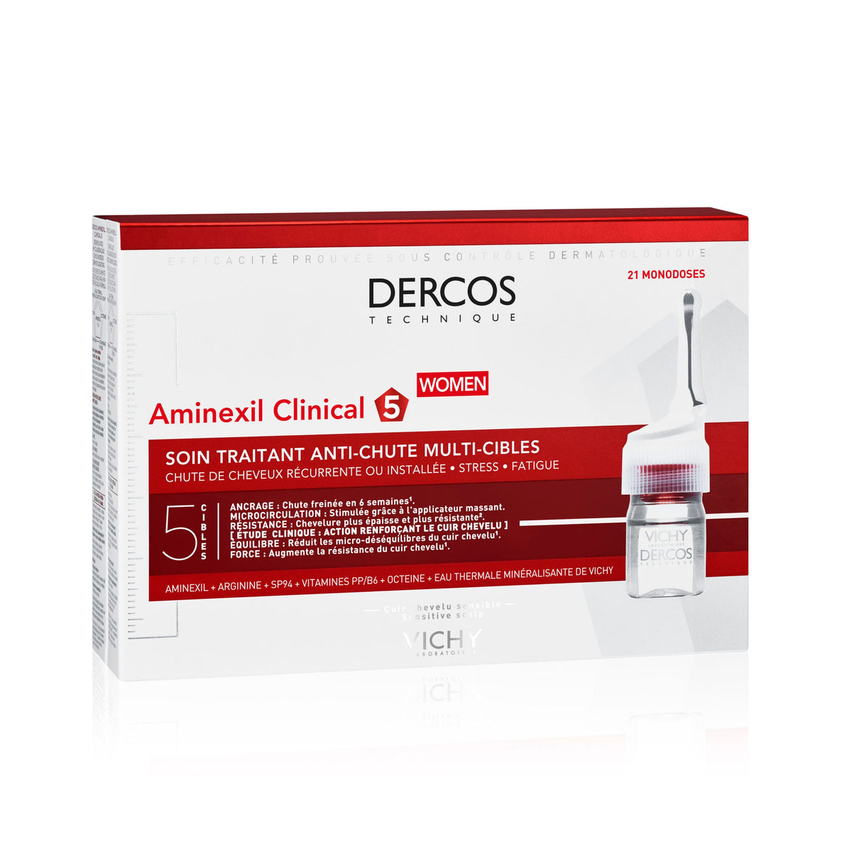 Vichy Dercos Aminexil Clinical 5 Traitement Anti-Chute Femmes - 21 Ampoules