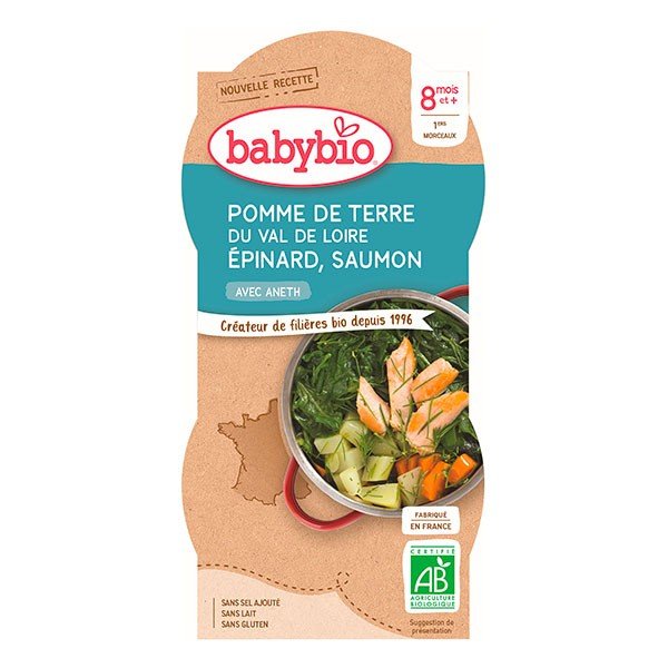 Babybio Bol Pomme de Terre Épinard Saumon à l'Aneth Bio 2x200g
