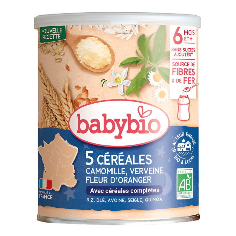 Babybio Céréales Infantiles Bio Verveine, Fleur d'Oranger et Camomille 6+ Mois - 220g