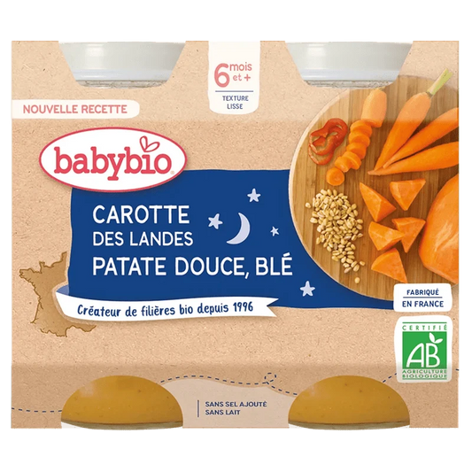 Babybio Petit Pot Bio Carotte Patate Douce Blé 6 Mois+