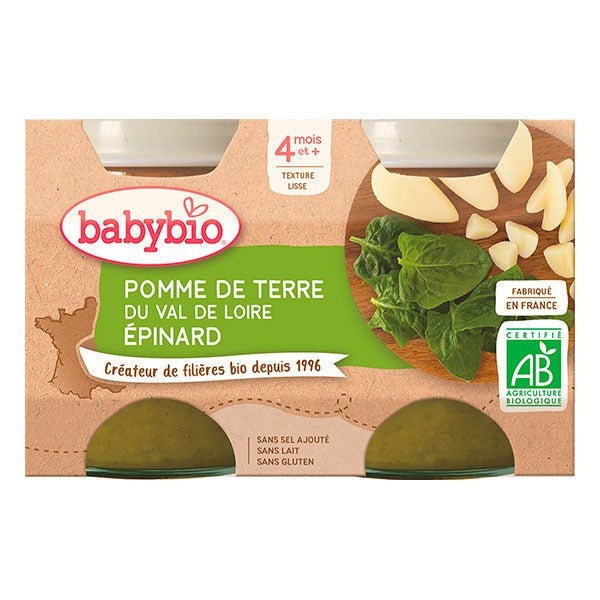 Babybio Petit Pot Bio Pomme de Terre et Épinard 2x130g