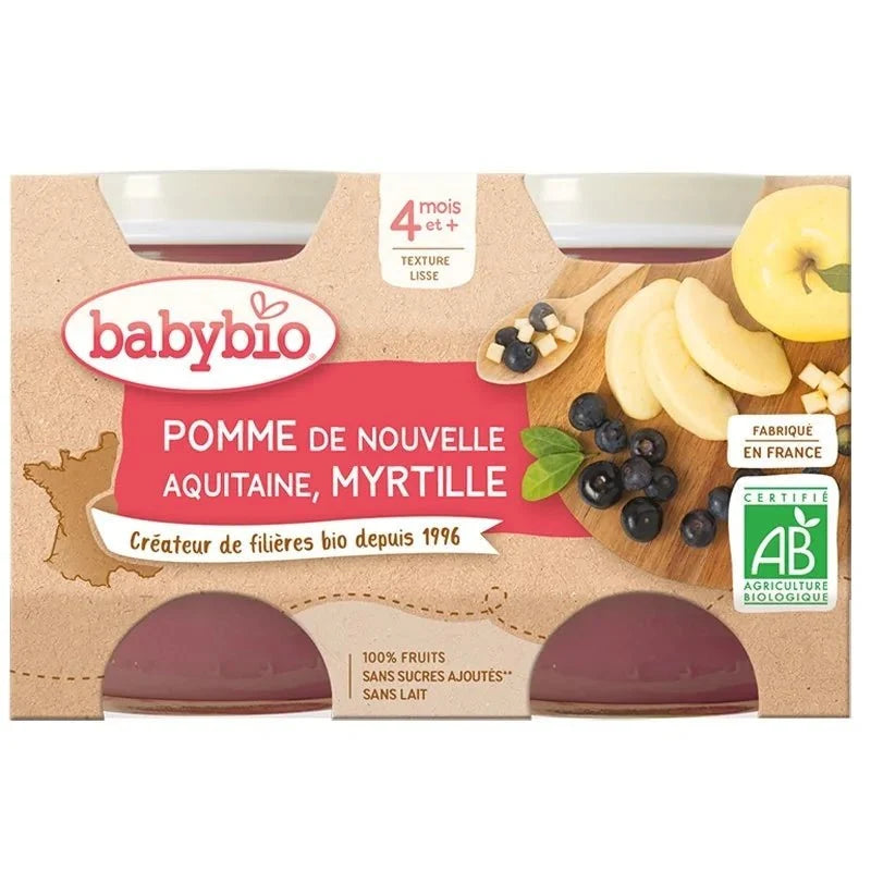 Babybio Purée Bio Pomme & Myrtille 2x130g