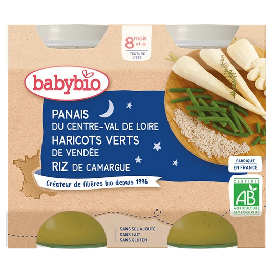 Babybio Purée de Panais, Haricots Verts et Riz Bio 8 mois+