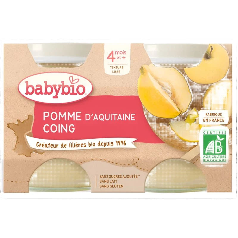 Babybio Purée Pomme & Coing Bio 2x130G