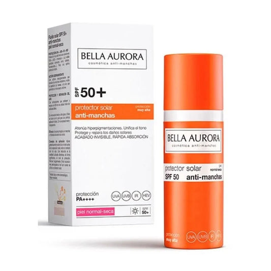 Bella Aurora Fluide Solaire Anti-Taches SPF 50+ Peau Normale Et Sèche - 50ml