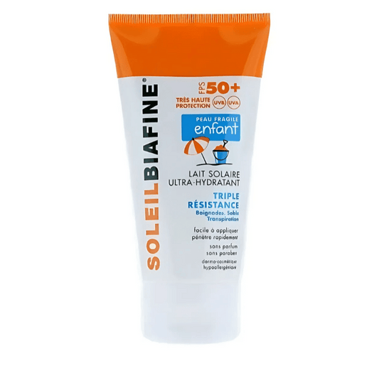 Biafine Soleil Enfant SPF 50+ Lait Solaire Ultra-Hydratant Triple Résistance