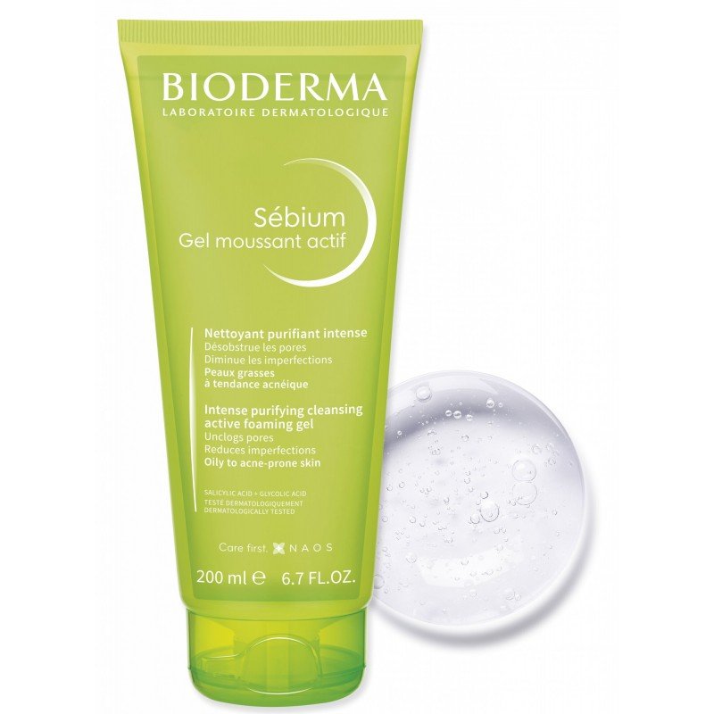 Bioderma Sébium Gel Moussant Actif Nettoyant Purifiant Intense 200ml