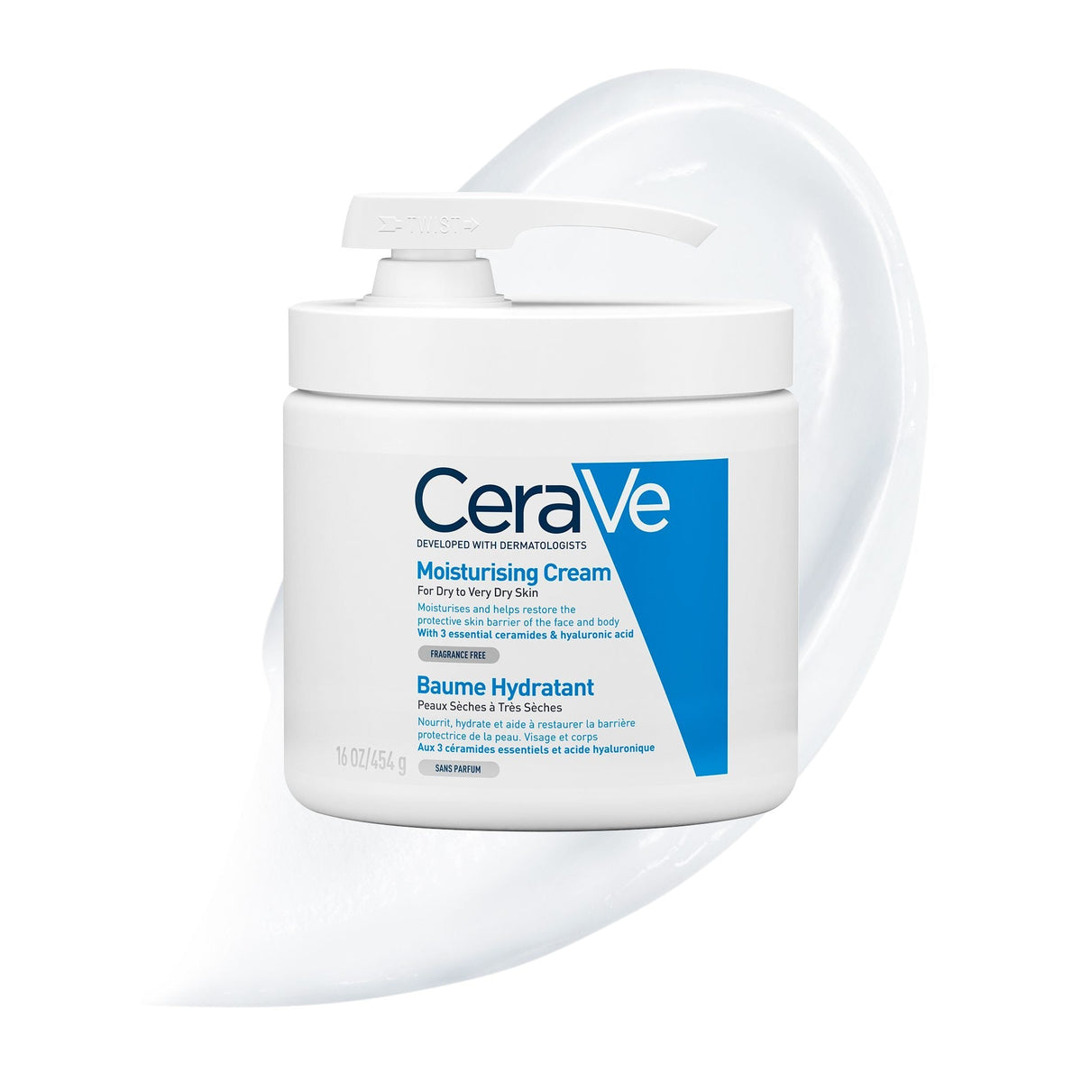 CeraVe Baume Hydratant Nourrissant avec Pompe pour Peau Sèche à Très Sèche - 454g