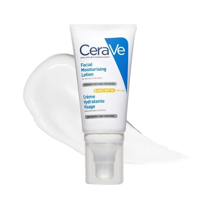 CeraVe Crème Hydratante Visage SPF50 - Peaux Normales à Sèches