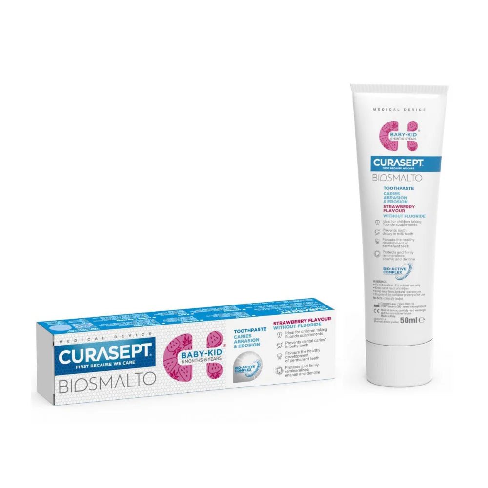 CURASEPT Biosmalto Dentifrice Enfants Sans Fluor Fraise 6 mois - 6 ans 50ml