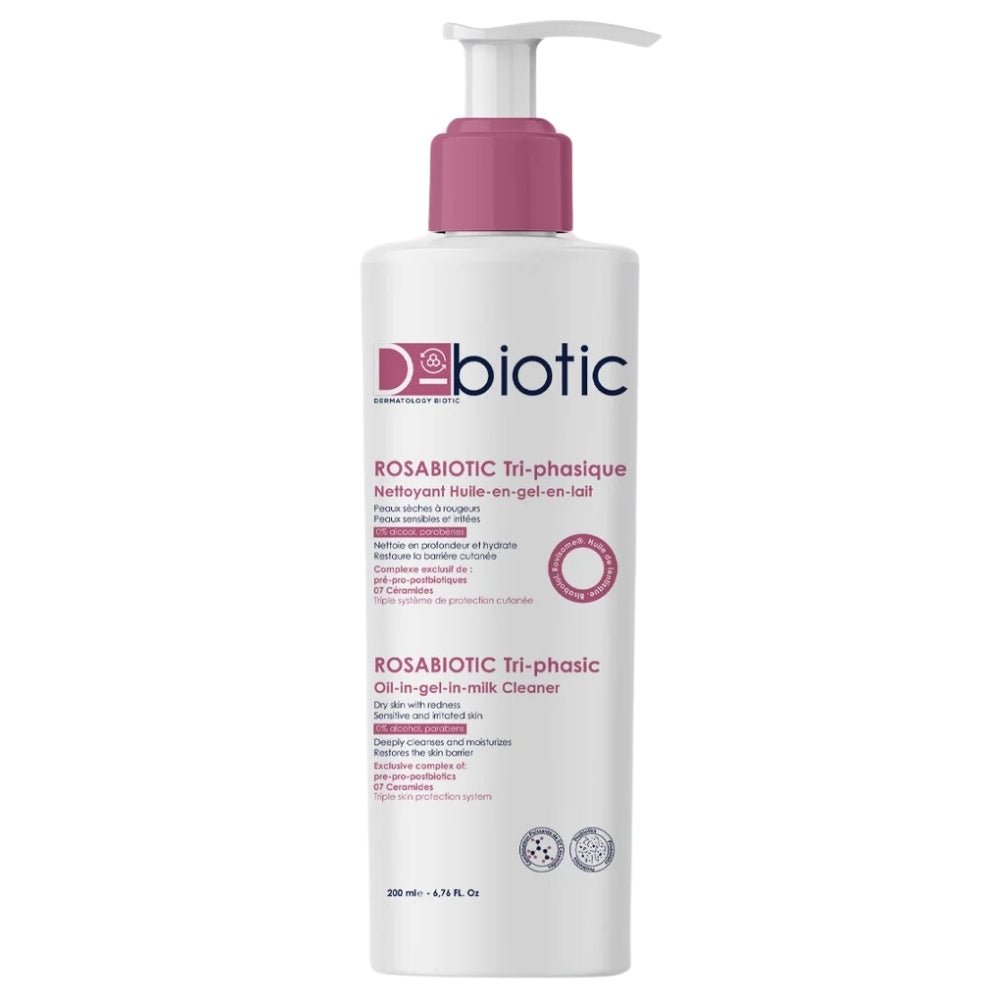 D-Biotic Rosabiotic Tri-Phasique 200ml - Nettoyant Révolutionnaire pour Peaux Sensibles