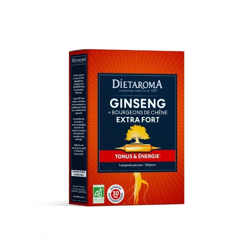 Dietaroma Ginseng Gelée Royale Bio 20 Ampoules - Tonus et Vitalité