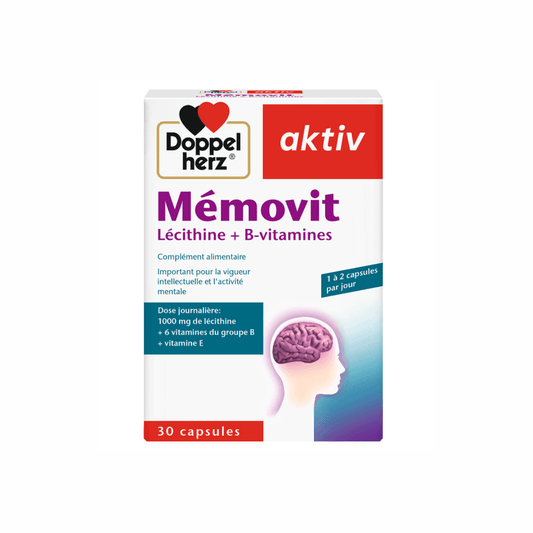 Doppel Herz Aktiv Mémovit Lécithine + B-vitamines - Vigueur Intellectuelle et Bien-être Nerveux