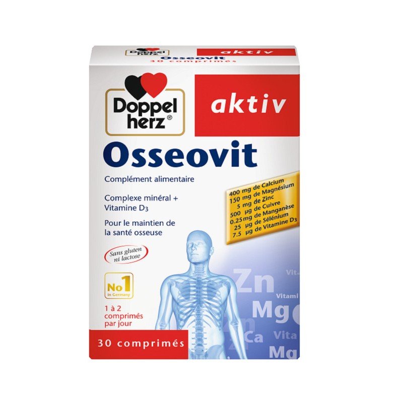 Doppel Herz Aktiv Osseovit Complément Minéral et Vitamine D3 - 30 Comprimés