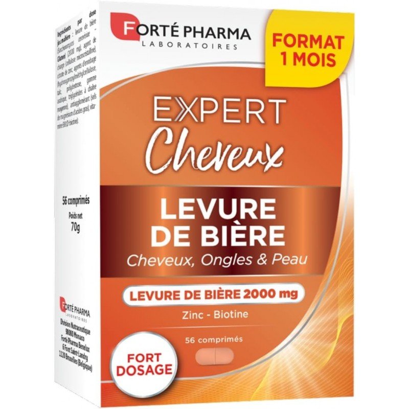 Forté Pharma Expert Levure de Bière Cheveux, Ongles et Peau 2000mg – 56 Comprimés