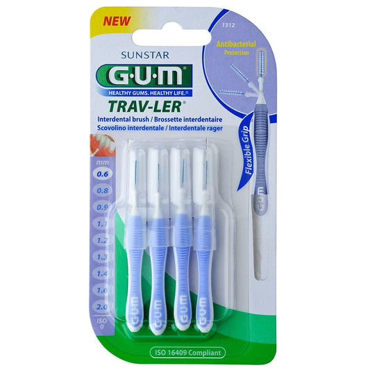 GUM Brossette Interdentaire Trav-Ler 0.6mm avec Manche Ergonomique