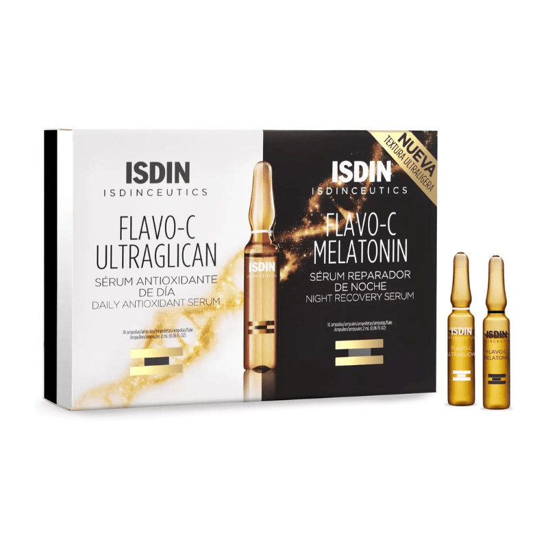 ISDIN Isdinceutics Flavo-C Sérum Antioxydant Jour et Réparateur Nuit, 20 Ampoules
