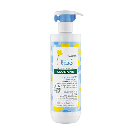 Klorane Bébé - Lait de Toilette Apaisant sans Rinçage au Calendula - 500ml
