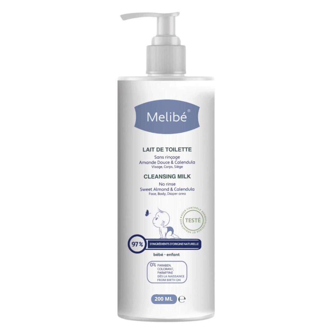 Melibé Bébé Lait de Toilette Enrichi en Huile d'Amande Douce et Calendula - 200ml