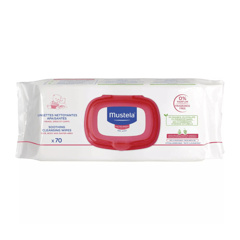 Mustela Lingettes Nettoyantes Apaisantes Sans Parfum 70 Pièces