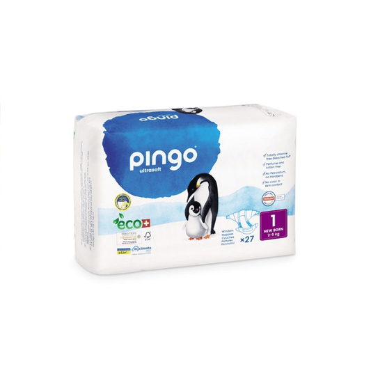 Pingo Couches Éco-Responsables Taille 1 Nouveau-Né (2-5kg) - 27 Pièces
