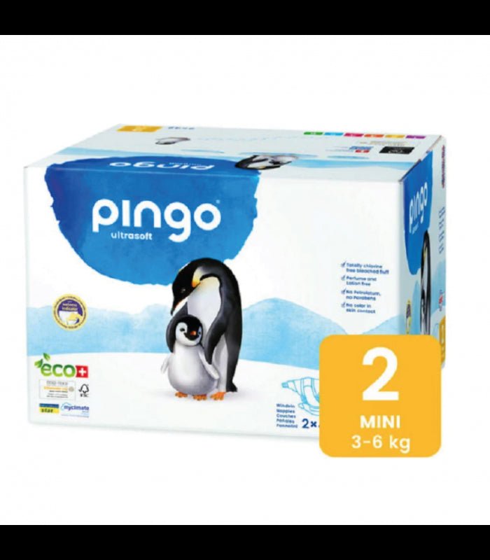 PINGO Couches Écologiques Jetables Mini Taille 2 (3-6 kg) – 2 Sachets de 42 Couches