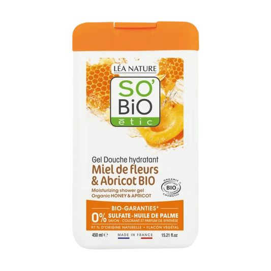So Bio Gel Douche Hydratant au Miel de Fleurs et Abricot Bio 450 ml