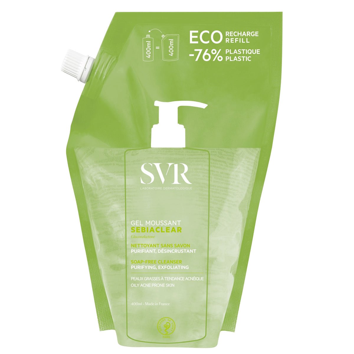SVR SEBIACLEAR Gel Moussant Nettoyant Éco-Recharge 400ML