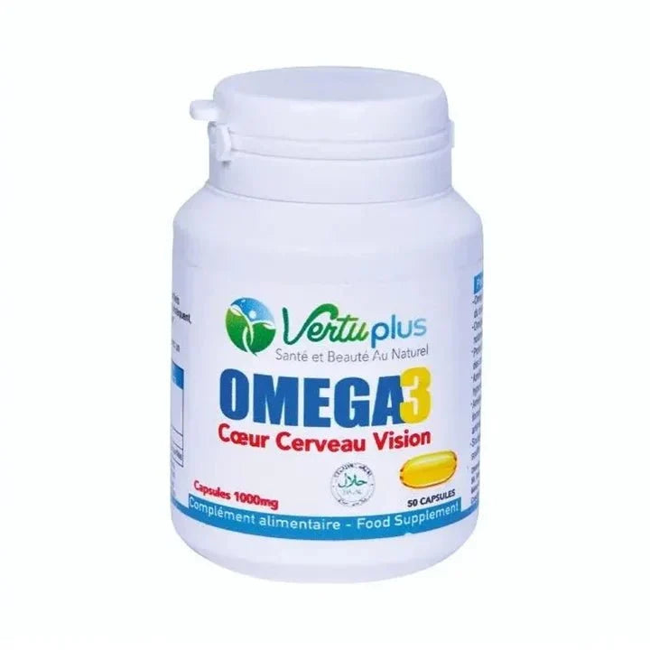Vertu Plus Omega 3 1000mg - Capsules pour Cœur, Cerveau et Vision
