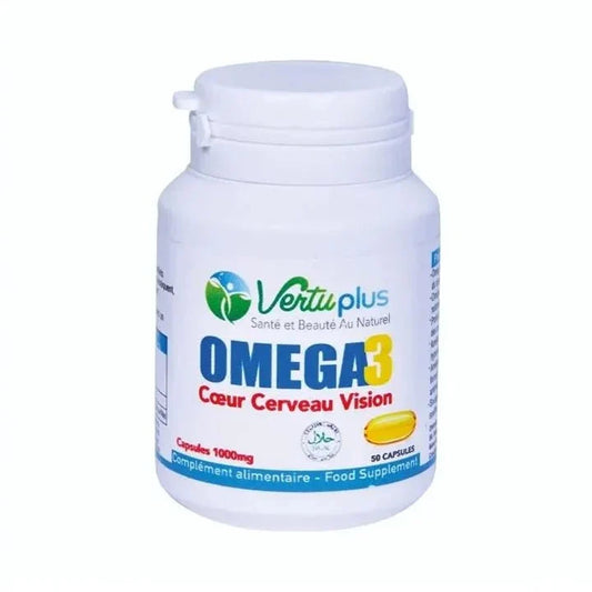 Vertu Plus Omega 3 1000mg - Capsules pour Cœur, Cerveau et Vision
