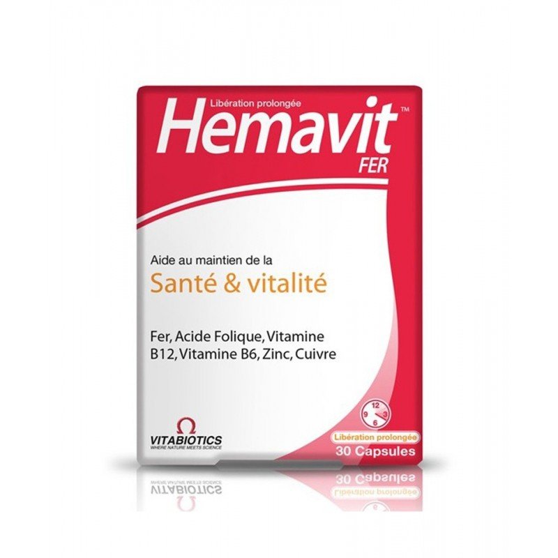 Vitabiotics Hemavit Fer Santé et Vitalité - 30 Capsules
