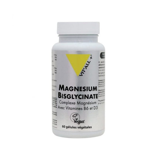Vitall+ Magnésium Bisglycinate avec Vitamines B6 et D3 - 60 Gélules