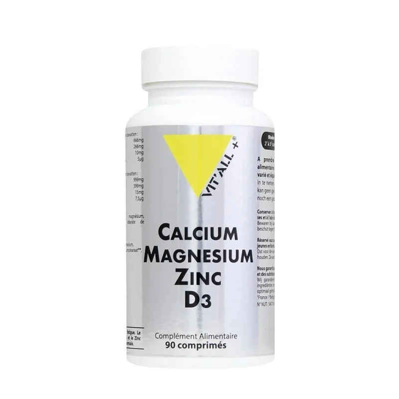Vitall+ Synergie Calcium Magnésium Zinc & Vitamine D3 - 90 Comprimés